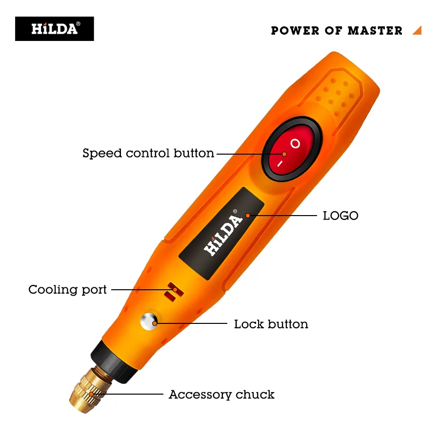 Electric Drill HILDA Mini Rotary tool 12V Engraving Pen With Grinding Accessories Set Multifunction 220928283D