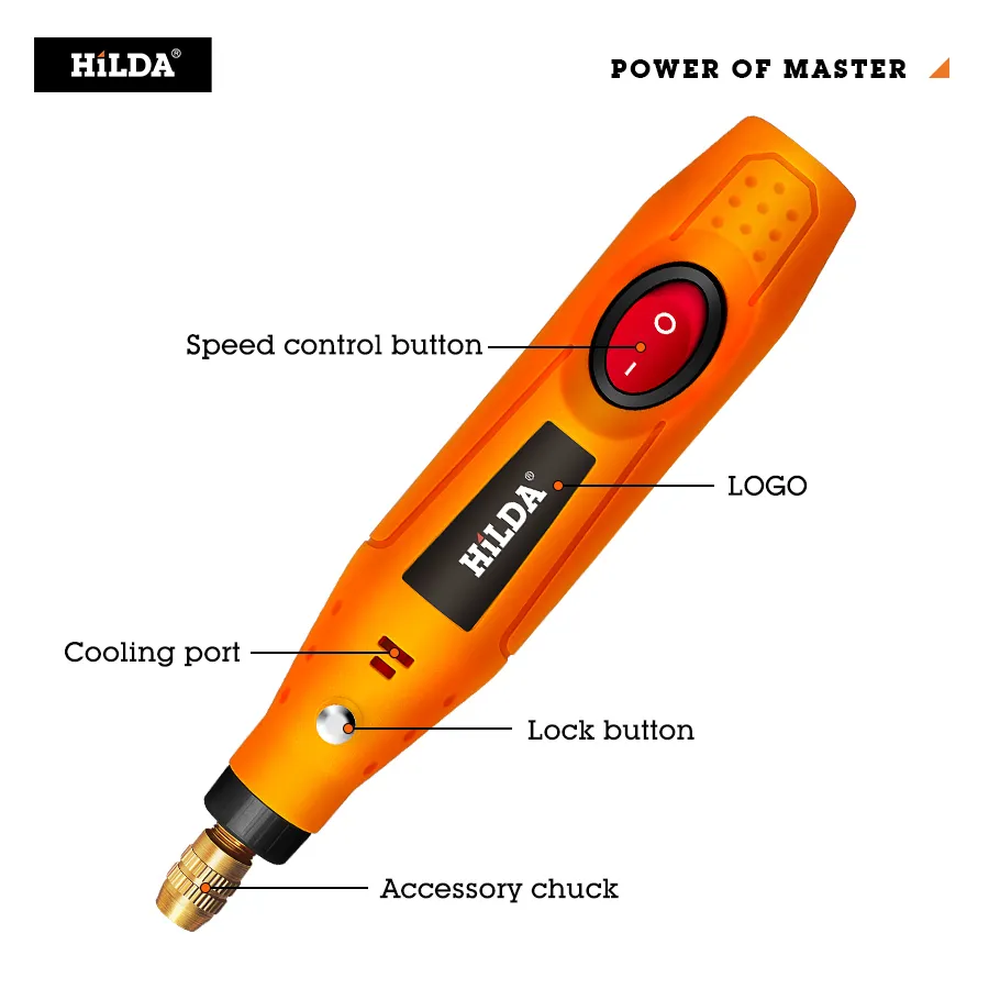 Elektryczne wiertło Hilda Mini Rotary Tool 12V Pen grawerowanie z akcesoriami do szlifowania Zestaw wielofunkcyjny 220928283d