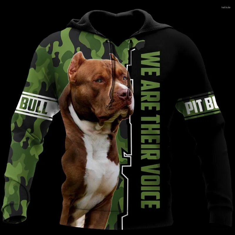Herrtr￶jor Animal Pit Bull Pet Dog 3D ￶ver hela tryckt hoodie f￶r m￤n och kvinnor avslappnad gotisk streetwear pullover rolig k1