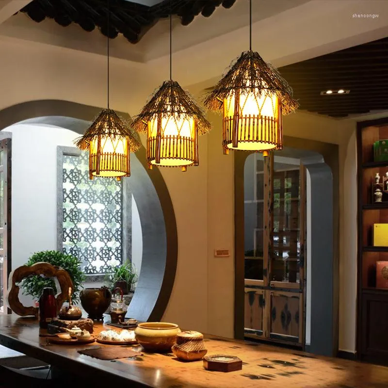Pendant Lamps Chinese-style Bamboo Chandelier Lantern Lamp Restaurant Idyllic Countryside Tea Room Pot