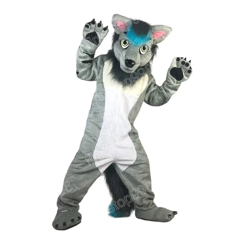 Halloween peluche gris Husky mascotte Costume simulation dessin animé Anime thème personnage adultes taille noël publicité extérieure tenue Costume