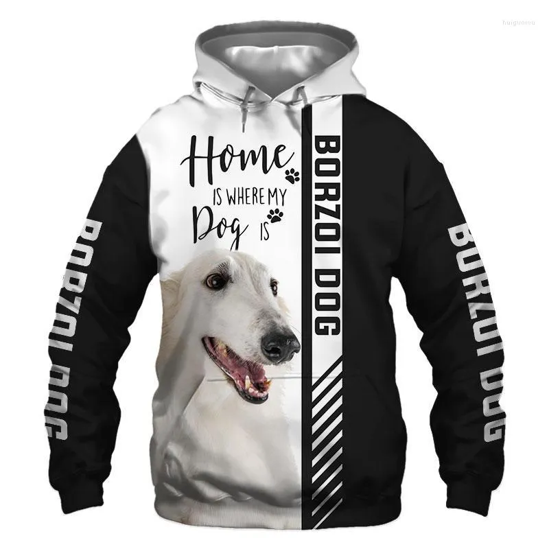 Herren Hoodies Herren Sweatshirts Tier Borzoi Hund 3D Gedruckt Jacke Männer/Frauen Harajuku Hoodie Unisex Casual Streetwear Sweatshirt