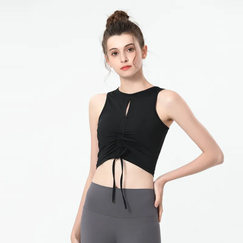 Luluwomen Yoga vest women thin running shirt fitness sleeveless I-shaped top quick drying slim fit sports Blouse Top
