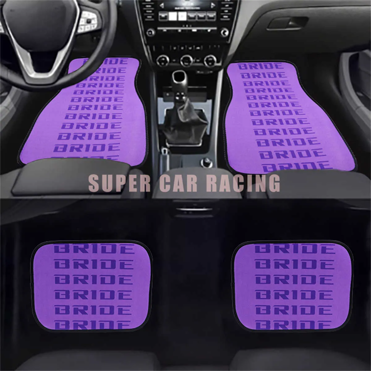Biyejit Tappetini per auto viola drago per donne uomini e tutte le condizioni atmosferiche tappetini in gomma resistente tappetini protezione set 4 pezzi universali adatti SUV camion e furgone