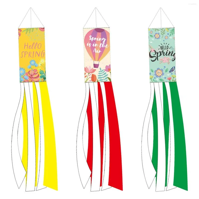 Dekorativa figurer 100 cm Spring Floral Windsock Outdoor Courtyard Decoration Wind Bag Scratch Proof Windproof Sock Weathervane Weathercock