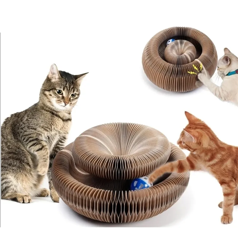 Cat Furniture Scratchers Magic Organ Board Toy with Bell Grind Claw Climbing Corrugated Paper Product 220928