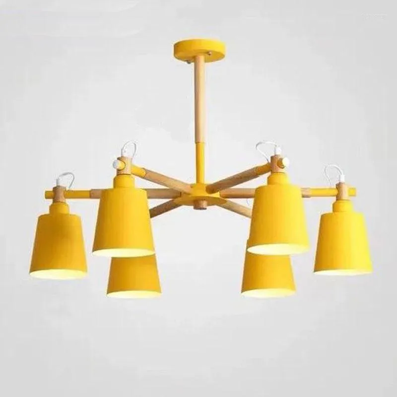 Lampes suspendues Moderne Nordique Macaron Lustre LED Couleur Pour Salon Loft Intérieur Suspension Éclairage Jaune