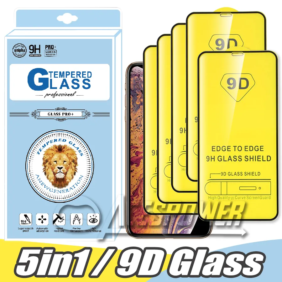 9D Screen Protector Volledige Cover Gehard Glas voor Iphone 15 14 13 Mini 12 Pro Max 11 X XS XR SE met Pakket