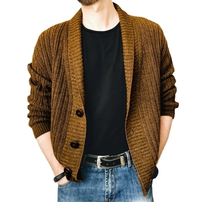 Herentruien Heren Spring en herfst Casual Cardigan Sweater Knust Jacket Slim Fit revers Comfortabel 7 kleuren Optioneel Everyday Mens Wear 220929