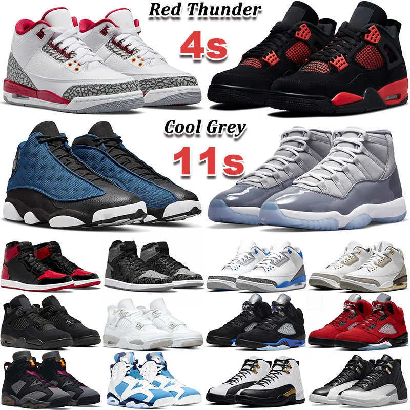 OG Jumpman Basketbol Ayakkabıları 1S Dark Marina Blue 4s Kardinal Kırmızı Thunder 5s Moonlight 6s UNC 11S Serin Gri 12S Playofflar 13s Cesur Erkekler