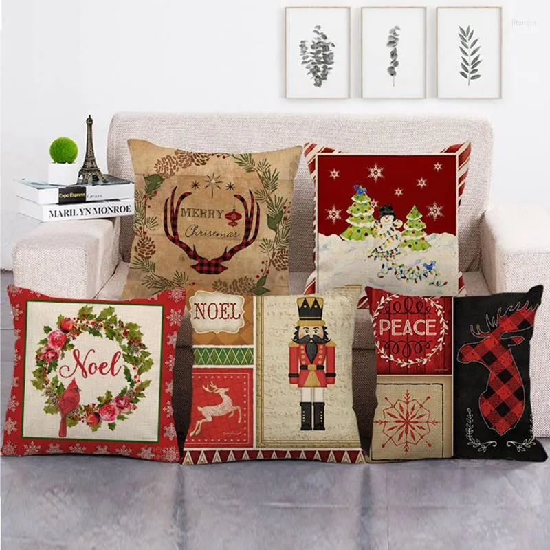 Oreiller de Noël Couverture en lin 45 Nordic Simple Home Taie d'oreiller Canapé Ushions Cases Decor
