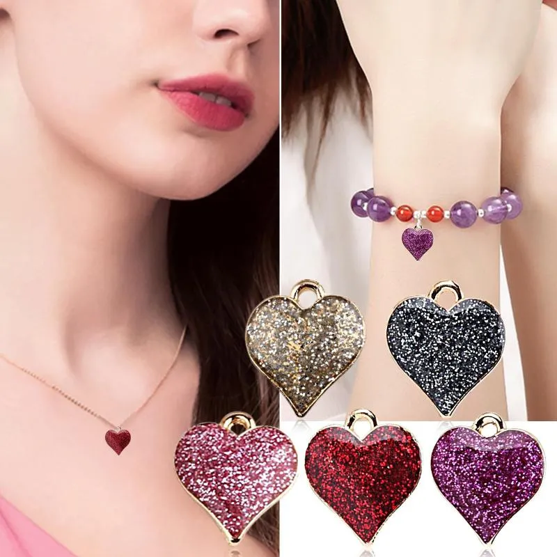 Charm Armband 10st Diy Fashion Women Heart Shape Charms Bling för smycken Making Valentine's Day Gifts Earring Armband Halsband