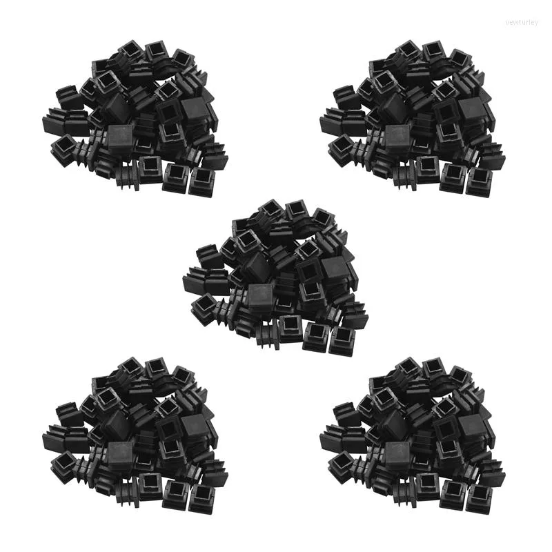 Alfombrillas de baño 250 piezas Tapa de extremo ciega de plástico Inserto de tubo cuadrado 16 mm x 16 mm negro