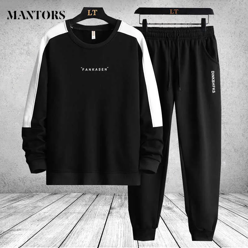 Parcours masculin 2pc Tracksuit masculin Sweat-shirt surdimensionné décontracté pantalon masculin Hip Hop Streetwear Jogger Set Tenfit Plus taille Joggers pour hommes Set G220927