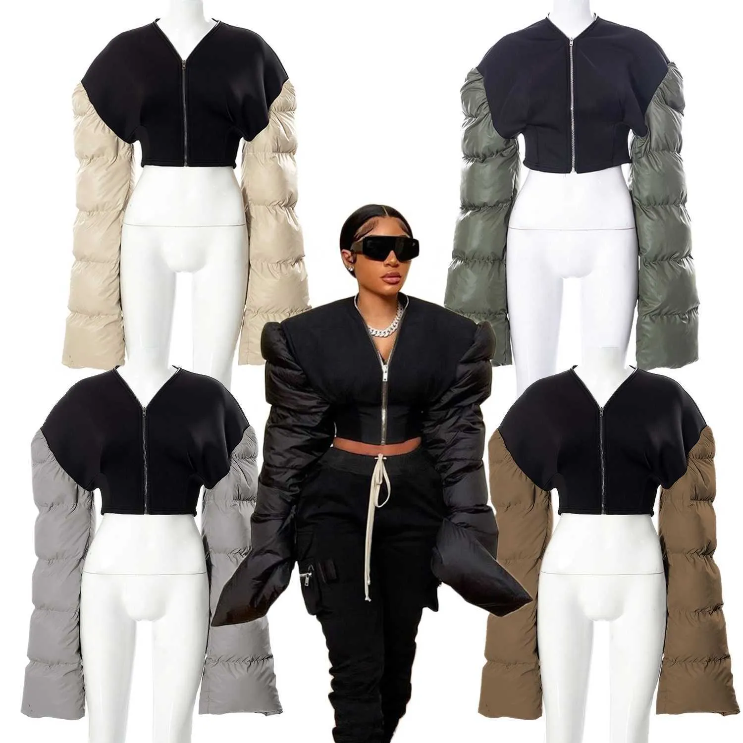 Kvinnor Down Parkas Bubble Puffer Coats Crop Jacket Casual Thick Warm Down Cropped Coat 2022 Women Y2K Clothes Streetwear Bomber Overdimensionerade Jakcets T220930