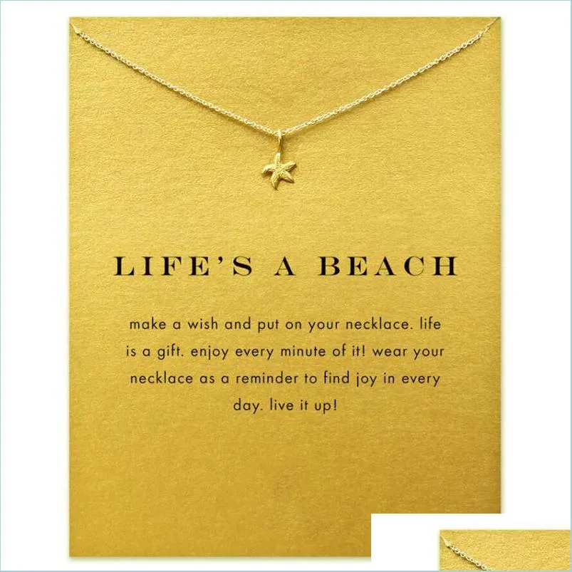 Pendant Necklaces Chain Choker Necklaces With Card Gold Sier Starfish Pendant Necklace For Fashion Women Jewelry Lifes A Beach Drop D Dhfue