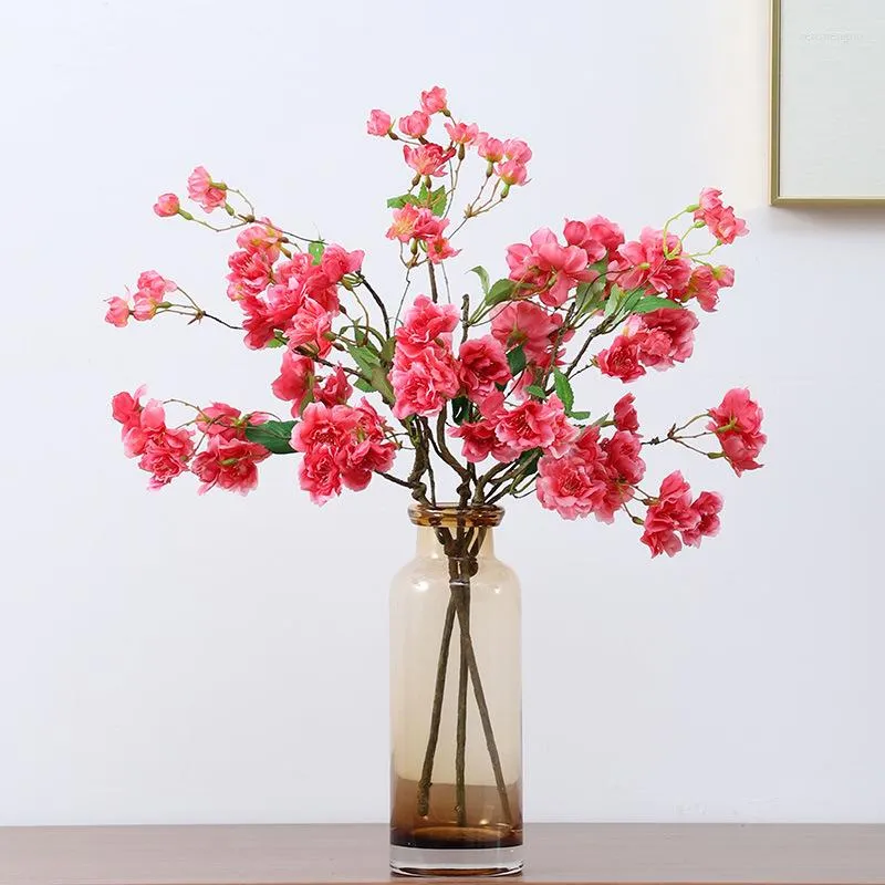 Dekorativa blommor konstgjorda växter Cherry Blossom Flower Bouquet Low Rrice High Quality Pink Home Party Decoration Year Gift