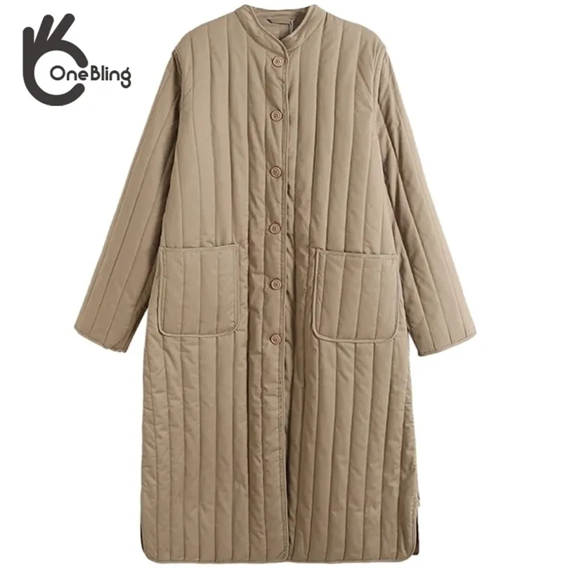 Women Down Parkas Onebling Women Casual Traf Partowane płaszcze zimowe ciepłe grube kieszenie kurtki w paski w połowie długości Los Long Parkas 220929