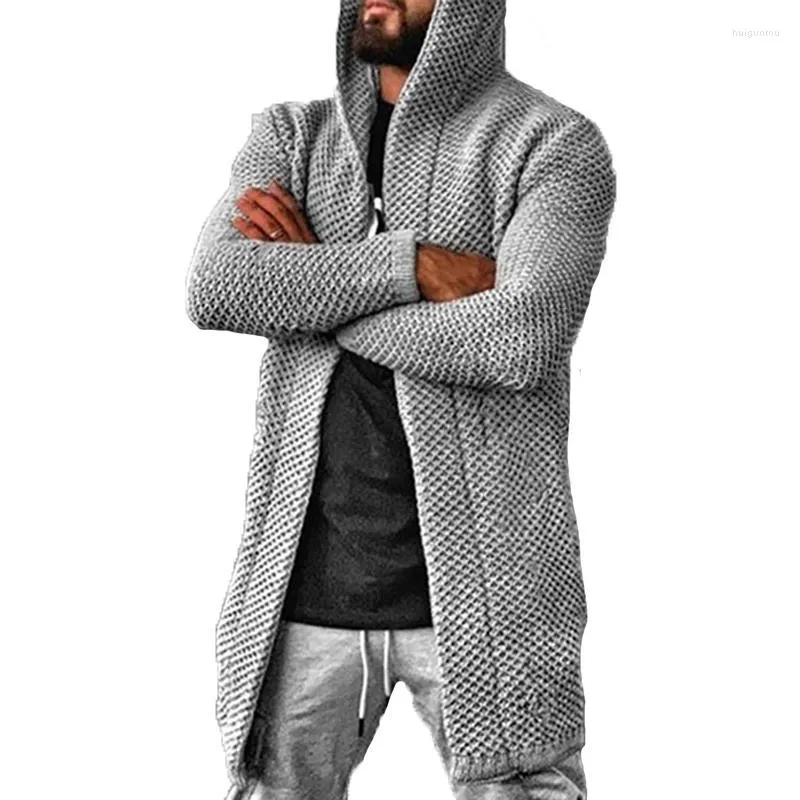 Felpe con cappuccio da uomo Felpe da uomo Autunno Taglia Uomo Leggero Plus Giacca primaverile Cardigan Maglioni di media lunghezza Maglione Maglieria Con cappuccio