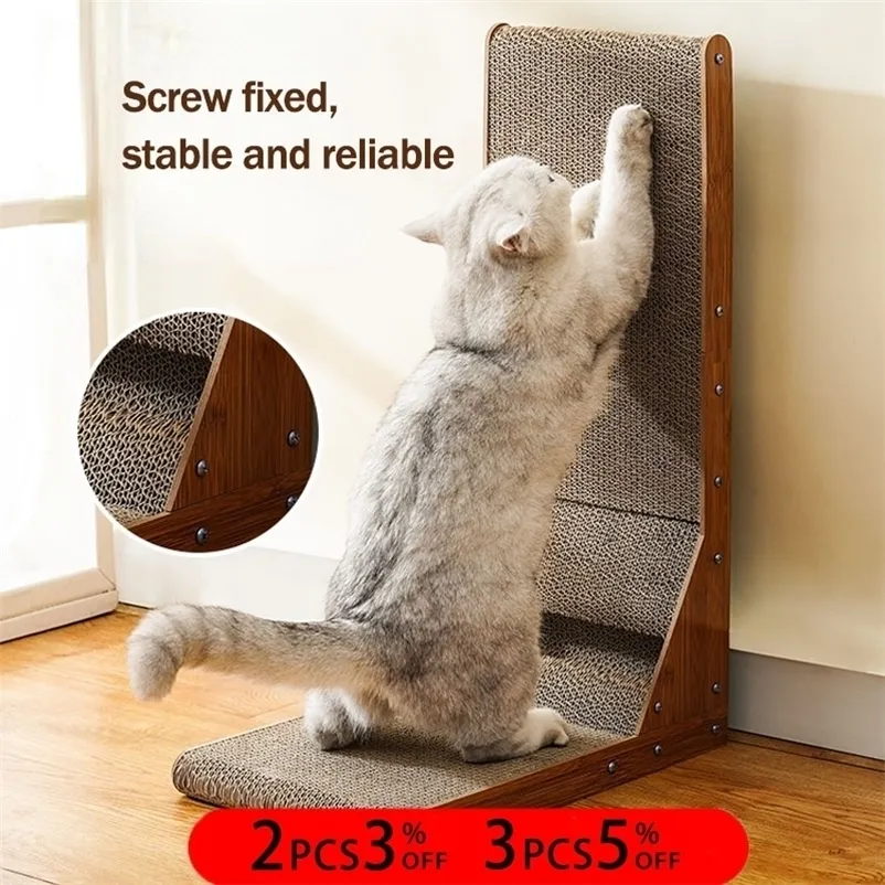 Cat Furniture Scratchers L-vormige Scratcher Board afneembare schraper Krassende Post voor S Malen Klauw Klimklimspeelgoed Pet Supplies 220928