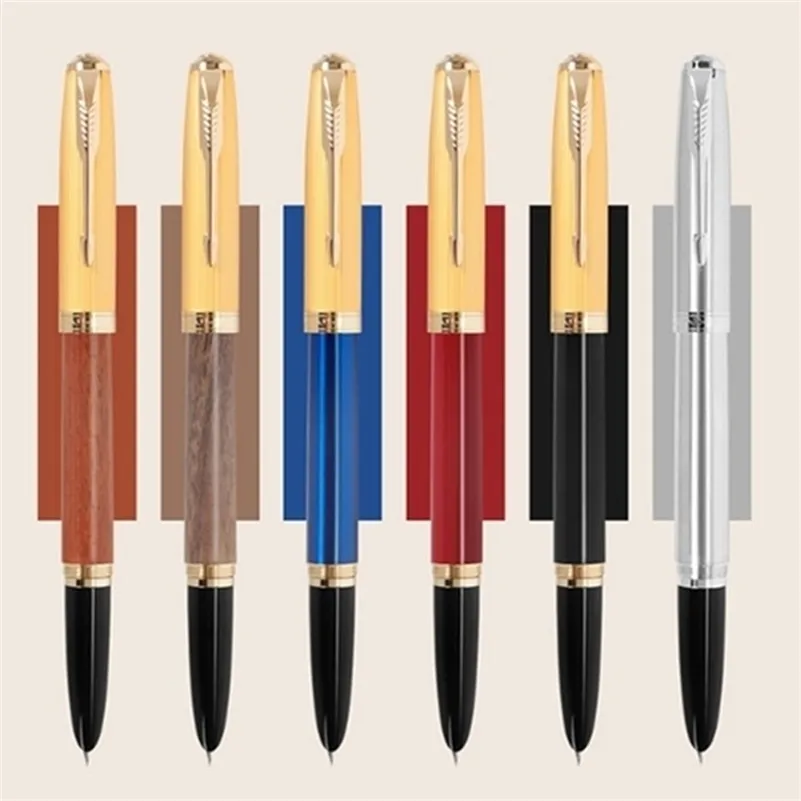 Stylos à plume Jinhao 85 métal/bois capuchon doré pointe fine 0,5 mm encre 220928