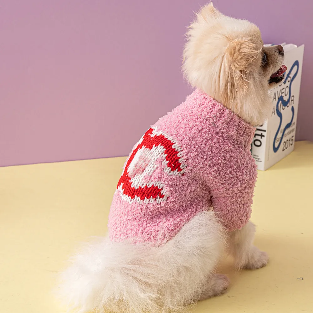 클래식 브랜드 개 의류 디자이너 개 옷 겨울 따뜻한 애완 동물 스웨터 터틀넥 니트 코트 두꺼운 고양이 강아지 의류
