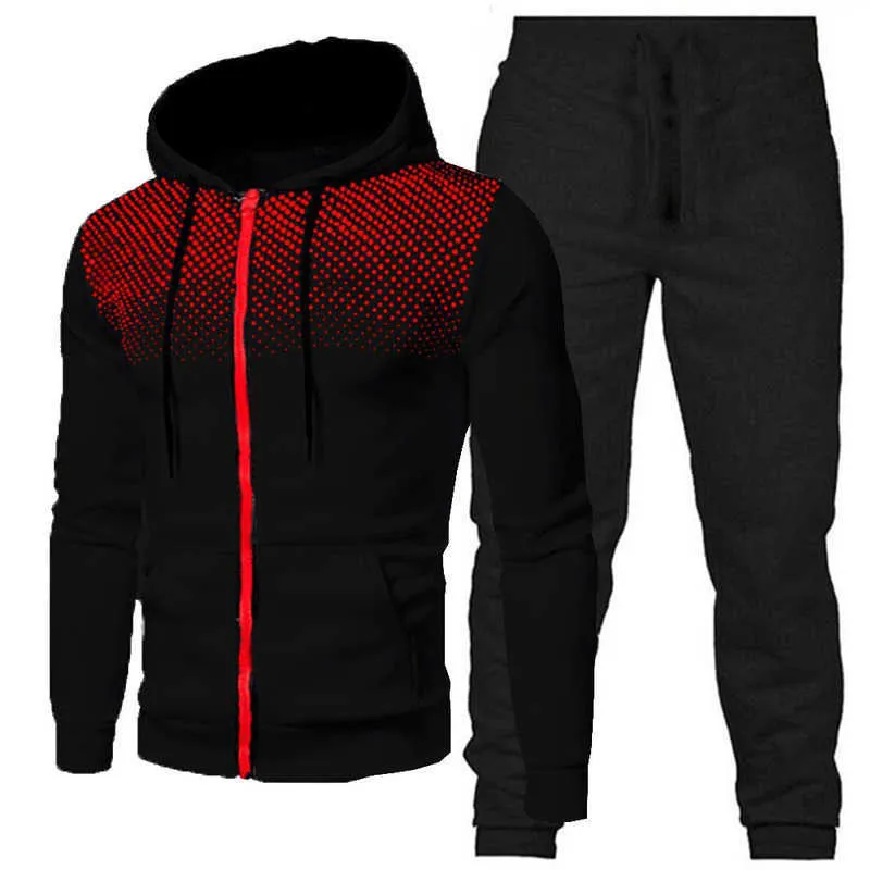 Men's Tracksuits 2021 Winter Autumn Brand Fashion Men's Sets Two-piece Printed Sportswear Men's Hooded Top Outdoor Sports Pants Tracksuit Suit G220927