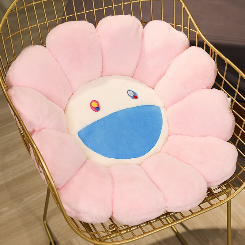 New Decorative Pillow Kawaii Smile Sunshine Flower Plush Toys Stuffed Soft Doll Cat Pet Sofa Cushion Mat Pillow Home Car Decor Adult Gi229d