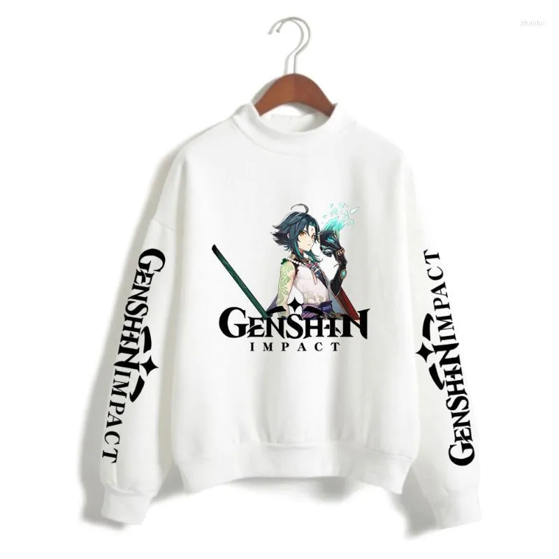 Kvinnors hoodies Kvinnors tröjor Game Genshin Impact Turtleneck Sweatshirt Women Men Streetwear Ladies Autumn and Winter