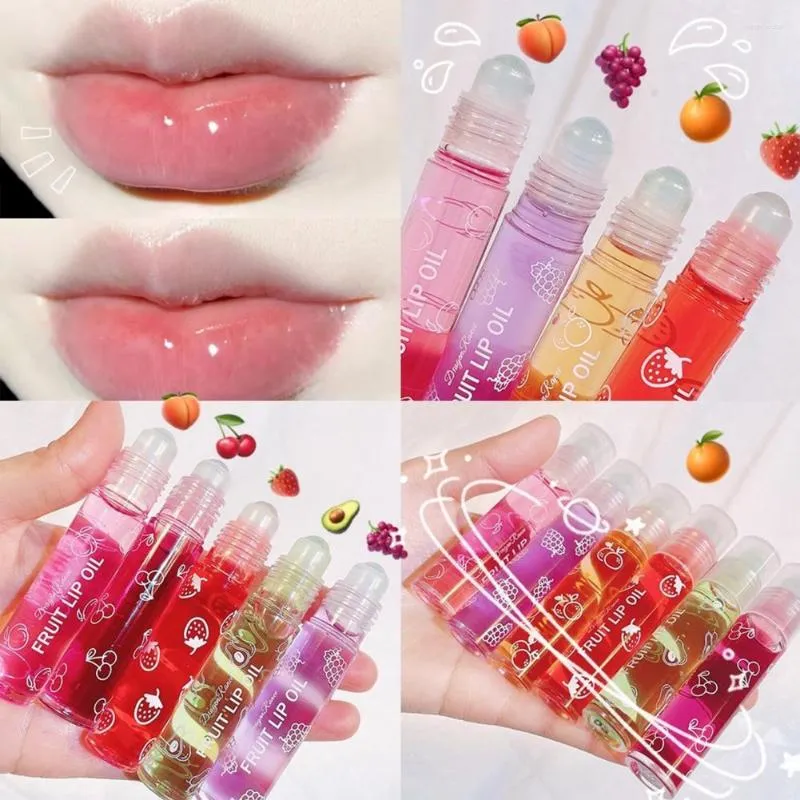 Lipgloss 8 ml Gesunder natürlicher Extrakt Roller Bead Fruit Feuchtigkeitsspendendes wasserdichtes Öl für Frauen Glasurtönung