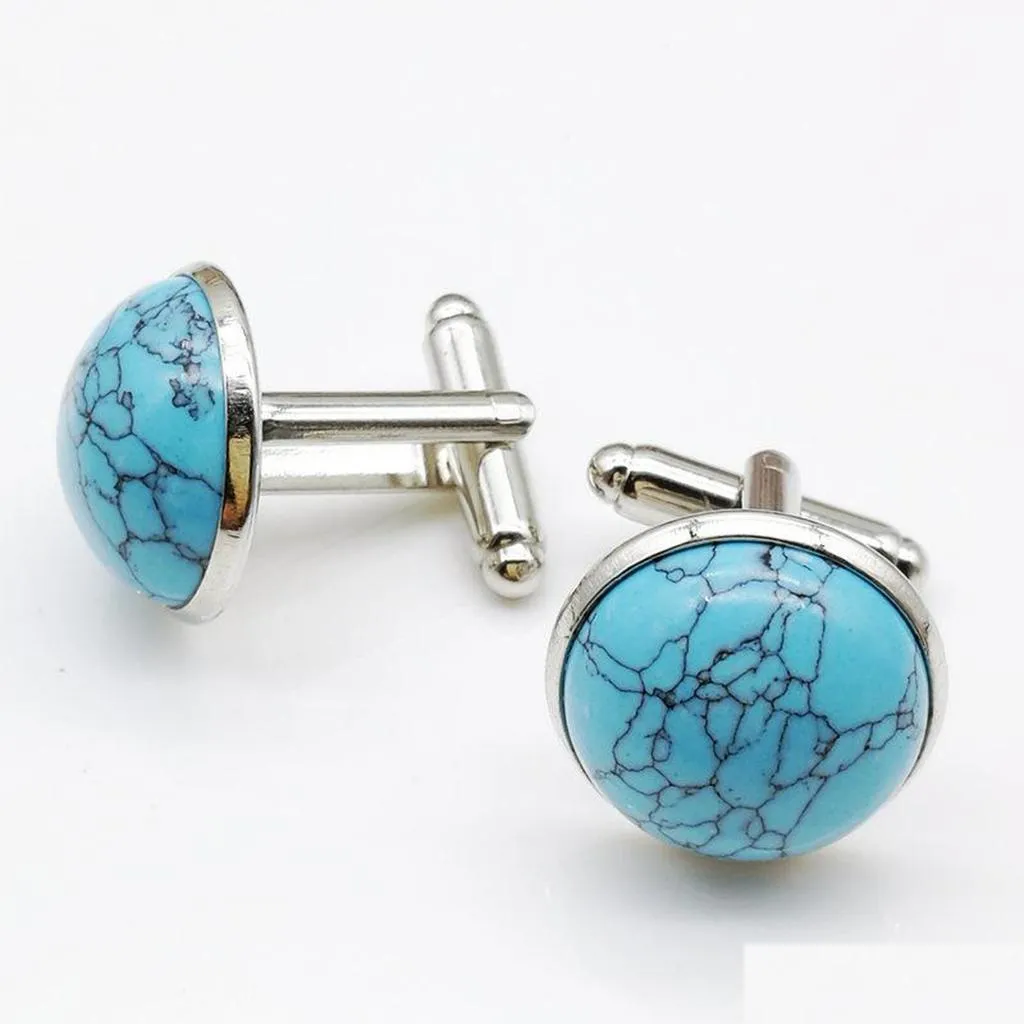 Cuff Links 2 PCs Moda Cuff Links redondos camisetas de metal massinhas Caixas de gravata