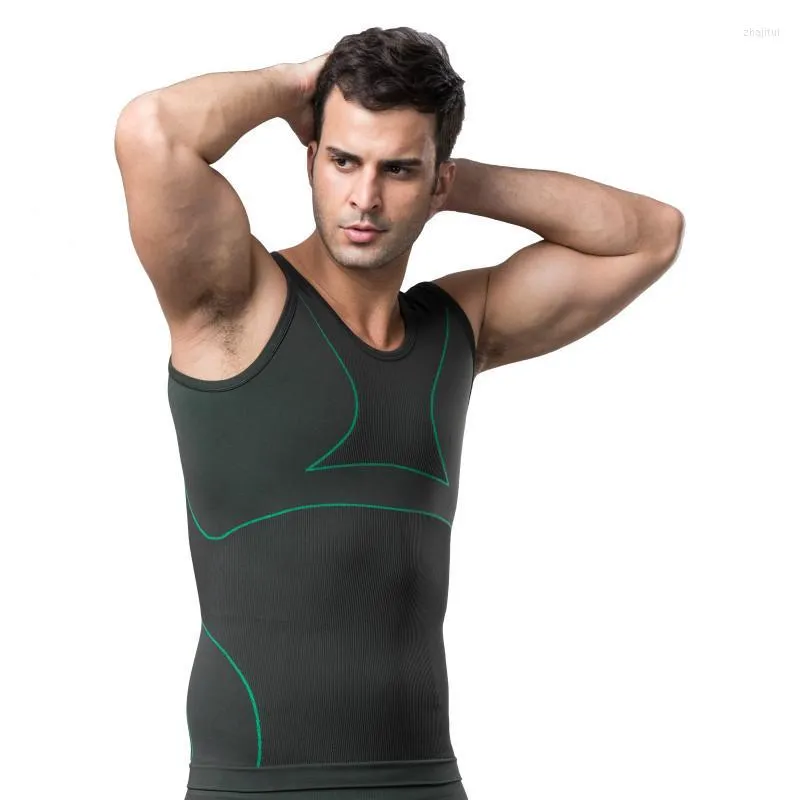 Body Shapers Hommes Européen Américain Confortable Absorption De La Sueur Respirant Hommes Gilet Formant Sans Couture Tissu De Charbon De Bambou