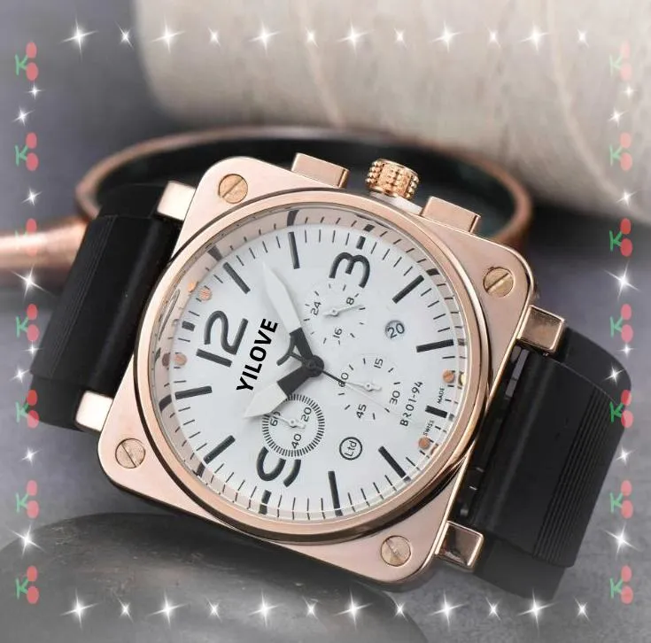 Sub Dials Working Men Big Square Spectatch Watch Quartz Автоматическое движение резиновое ремень часы сапфировые стеклянные супер президент. Любимый рождественский подарок