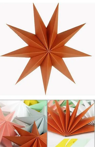 30cm ,45 cm 60 cm Nine Angles Paper Star Home Decoration Tissue Paper Star Lantern Hanging Stars For Christmas Party Decoration.