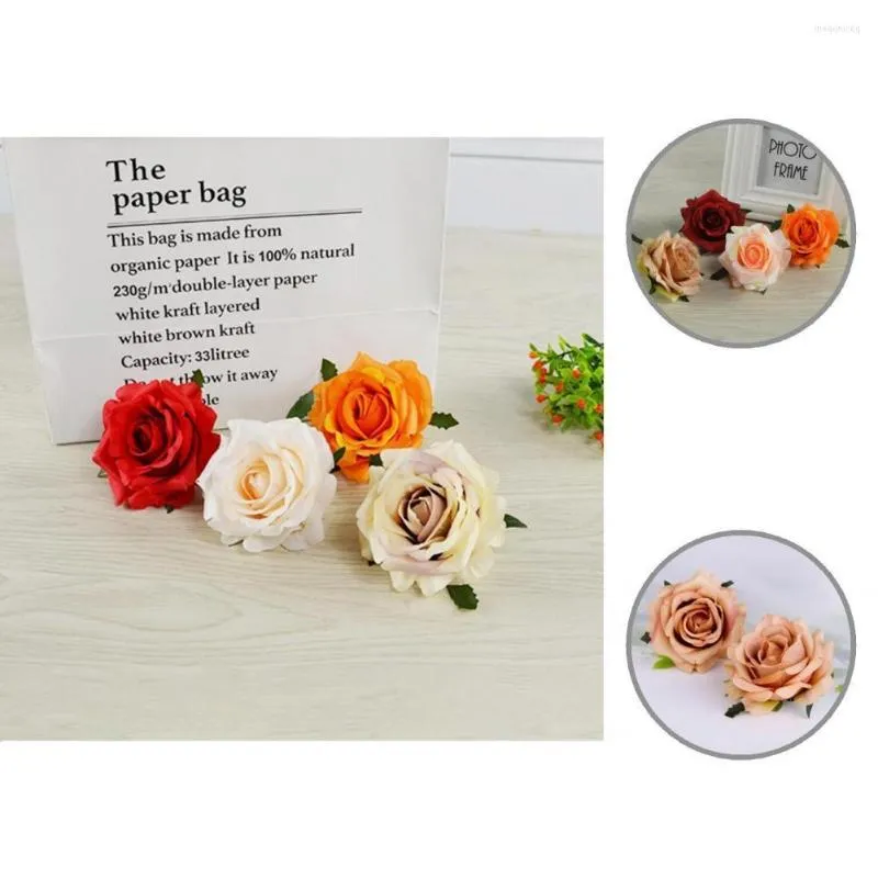 Flores decorativas 50 piezas/lote Cabeza de flores de rosa artificial 7cm Fiesta de pared de boda de seda retro europea hogar