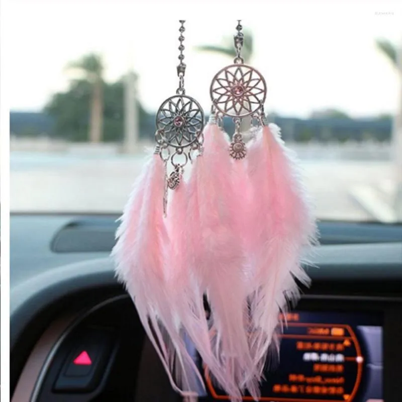 Décorations intérieures accessoires de voituredécoration créatif rétroviseur attrape pendentif Double plume accessoires femme détail produits
