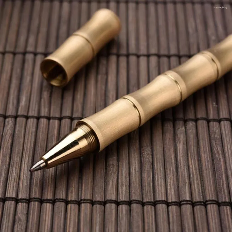 Brushed Detachable Bamboo Rollerball Pen GOLDEN Matte Metal Stationery Office School Supplies Writing