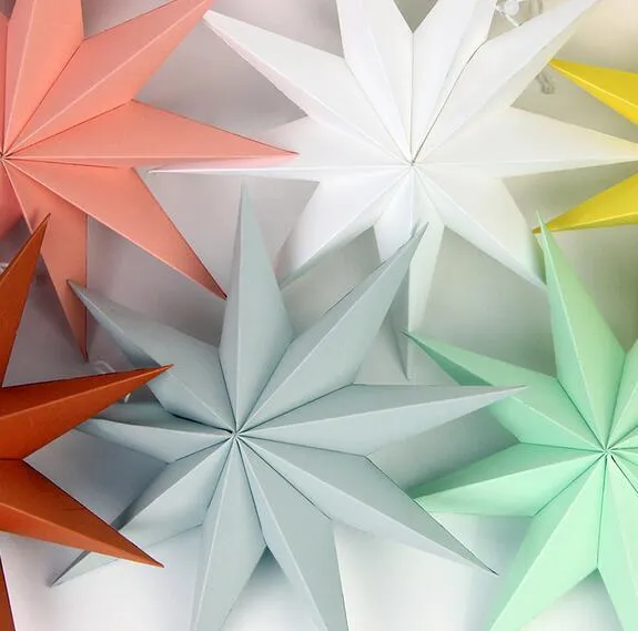 30cm ,45 cm 60 cm Nine Angles Paper Star Home Decoration Tissue Paper Star Lantern Hanging Stars For Christmas Party Decoration.