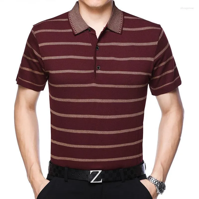 Erkek Polos Kısa Kollu Çizgili Polo Gömlek Erkekler XXXL Yaz Serin Tasarım Erkek Gömlek İş Ofis Giyim Adam Giyim M-3XL