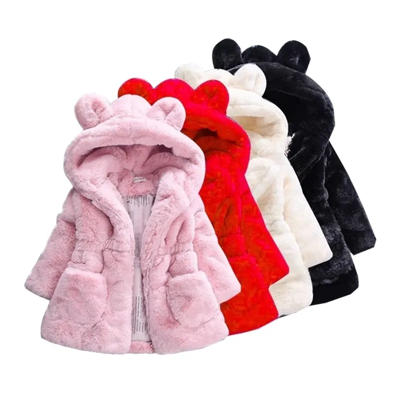 Jackets Kids Girls Children Autumn and Winter Faux Fur Jacket Coat For 24M-8T Years Old 220928