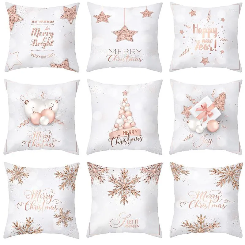 Pillow Pink Gold Christmas Peach Skin Cover Holiday Home Decoration Wholesale