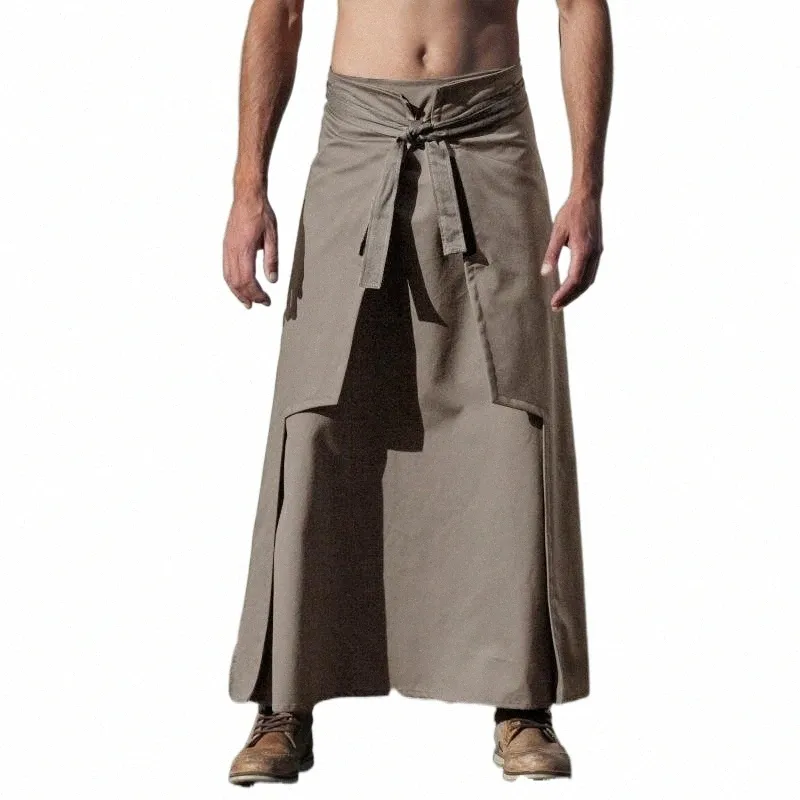 men's Pants Medieval Mens Kilts Martial Arts Style Warrior Knight Kilt Kendo Skirts Solid Trousers Men Vintage INCERUN 84Zh#