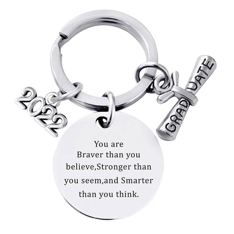 2022 Stainless Steel Graduation Keychain Pendant Metal Keychains Key Chain Luggage Decoration Keyring Creative Graduation Gift DH8777