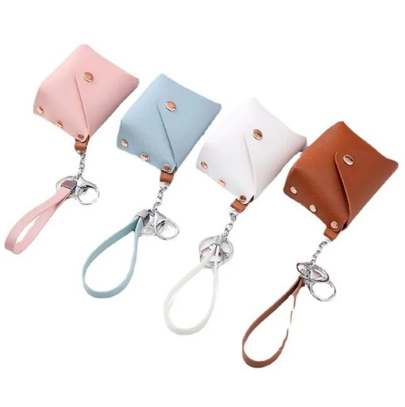 Fashion Ladies PU Leather Mini Coin Purses Card Key Holder Wallet Solid Color Clutch Bag Kids Purses Small Handbag Bag DE803