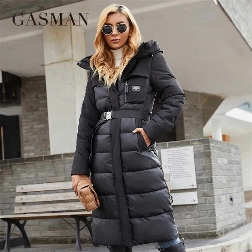 Womens Down Parkas Gasman Womens Jacket Long Fashion Grace Women Winter Down Jackets Reißverschluss Tasche mit Gürtel Parka Hochqualitäts Outwear 8189 220929