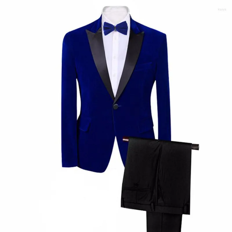 Men's Suits Blue Velvet Men's Suit Tailor-Made Fashion Jackets StyleSuit Pants Blazer Latest Coat Design Formal Business WinterClothing