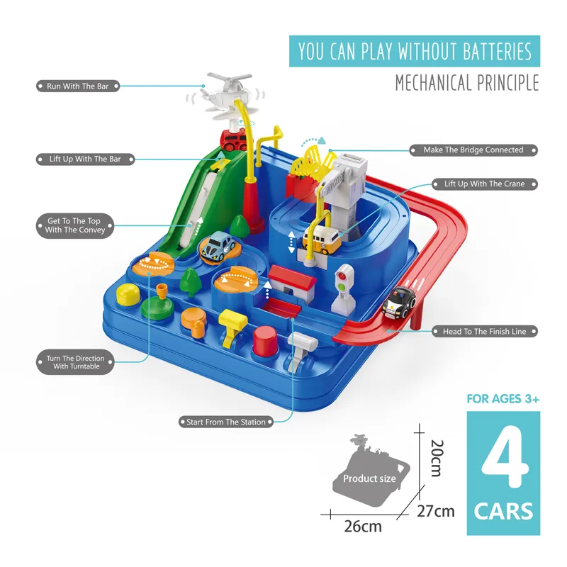 Intelligence Toys Puzzle Rail Vehicle City Rescue Playsets Kids Race Track Car Adventure Toy Aimant Avec 4 Mini Cars un hélicoptère