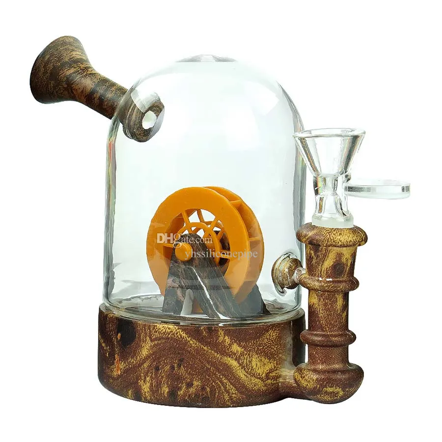 Smoking accessories waterwheel shape glass pipes silicone smoke water pipe dab rig hookah bongs