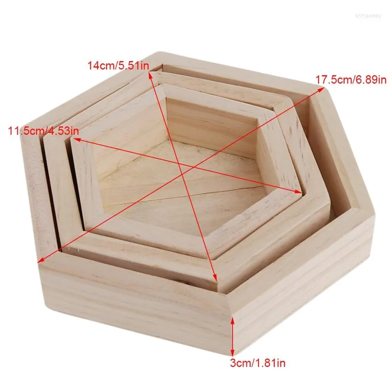 Jewelry Pouches Wooden Necklace Display Tray Case Holder Rack Hexagon Storage Box F2TD