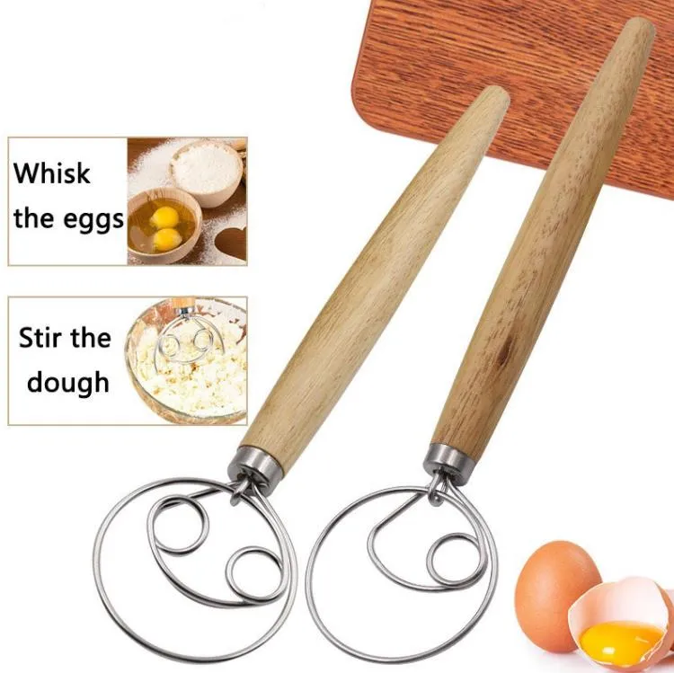 Deg Whisk Mixer Blender Tools Brödmjöl Egg Beater Rostfritt stål Dutch Style Danish Cake dessert Aedixer Kitchen Tool SN4182